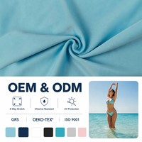 Muestra Gratuita de Tela de Punto Elástica en 4 Direcciones, 250GSM, Tejido de Tricot con Spandex, Suave y Transpirable para Trajes de Baño