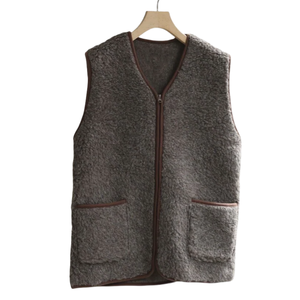 AQTQ <span class=keywords><strong>Gilet</strong></span> zippé en <span class=keywords><strong>laine</strong></span> décontracté pour hommes avec design sans manches Automne/Hiver Coupe-vent Vêtements d'extérieur chauds Logo personnalisé - Product Image 2