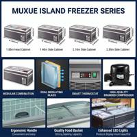 Lemari Pendingin Display Komersial Supermarket 600L Open Top Island Freezer Pintu Kaca 1.85m Kabinet Lurus Peralatan Refrigerasi