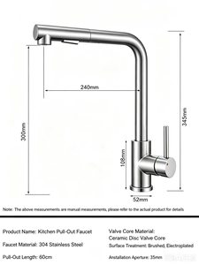 Modern Stainless Steel Kitchen Faucet with <b>Pull</b>-Out Sprayer, 360° Swivel Spout, Single Handle Deck Mount Sink Mixer Tap <b>for</b> <b>Home</b> - Product Image 2