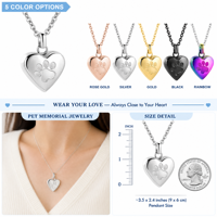 Collier de crémation pour animaux de compagnie en acier inoxydable, pendentif urne en forme de cœur avec empreinte de patte, bijoux commémoratifs pour cendres de chien, couleurs personnalisées, marque SEEDORA