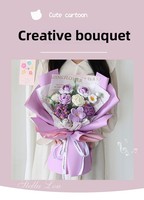 Bouquet de laine tricoté bricolage fait à la main Macaron fleur tissée à la main cadeau pour meilleur ami petite amie cadeau de la Saint-Valentin