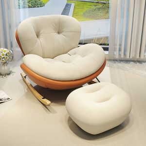 Nórdico moderno de lujo de cuero duradero sala de estar mecedora reclinable salón sofá individual perezoso silla tapizada relajarse muebles - Product Image 1