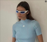 Nuevas Gafas de Sol Rectangulares con Montura Completa UV400 de Moda, Unisex, Color Naranja, Populares en Línea, para Baile, Hip-hop, Fotografía Callejera, Deportes al Aire Libre