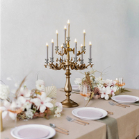 Centres de table de mariage de haute qualité, décorations de table sans flamme, porte-bougie en métal doré, candélabres en métal