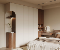 Armoire de chambre contemporaine, gain de place, écologique, avec bureau d'angle intégré, meuble de rangement sur mesure pour hôtel, école, centre commercial