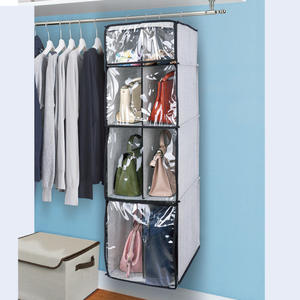 Sac de rangement suspendu en tissu multi-couches transparent, entièrement fermé, anti-poussière, avec crochets, capacité 35L pour placard - Vente en gros - Product Image 3