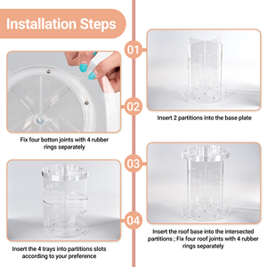 3-Tier 360° Rotating Acrylic <b>Makeup</b> Organizer Clear Cosmetic Storage Carousel for <b>Vanity</b> & Bathroom - Product Image 5