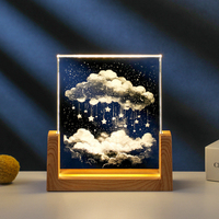 Lampe de nuit carrée en cristal gravé en 3D, LED, base en plastique USB, lampe de bureau, vente en gros personnalisée, méduse, château, Saturne, décoration de la maison, cadeau