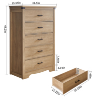Armoire de rangement pratique en bois de chêne rustique, design farmhouse, avec poignée en métal, pour usage quotidien en intérieur