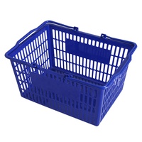 Keranjang Belanja Plastik HDPP Ramah Lingkungan 22L dengan Pegangan Ganda untuk Supermarket dan Pusat Perbelanjaan