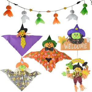 Wholesale Halloween Hanging Ghost Festive Party Toys Decor Supplies Skeleton Ghost Head Resin Decoration Witch Ornaments