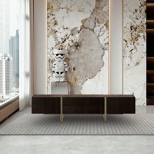 Nouveau design Enfilades de luxe Placage de chêne Bois laqué Marbre <span class=keywords><strong>et</strong></span> laiton vieilli <span class=keywords><strong>Meuble</strong></span> <span class=keywords><strong>TV</strong></span> pour salon - Product Image 6