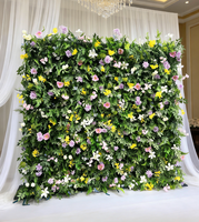 Panneau mural végétal moderne en tissu avec fleurs de soie et feuilles artificielles vertes pour la décoration de scène de mariage et de photomaton