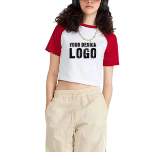 T-shirt court pour femme de haute qualité, couleur contrastée, épaules dénudées, tendance, décontracté, sexy, vintage, style Spice Girl - Product Image 2