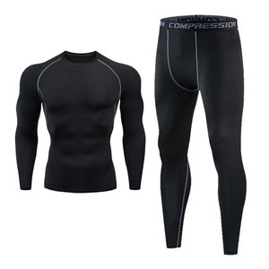 Fitness Suit for Men Gym Workout Bodysuit Long Sleeved Long <b>Pants</b> Quick Drying Clothes Basketball Training Suit - Product Image 4