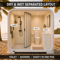 Ensemble WC et Douche Mobile de Luxe, Séparation Humide/Sèche, Écologique, Durable, Personnalisable, Salle de Bain Portable pour École, Parc, Extérieur