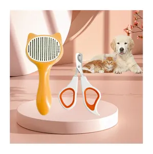 Pet grooming hair removal comb stainless-steel pet dog cat claw clipper trimmer dog double hole nail clipper beauty and care kit