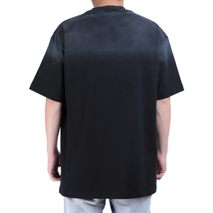 Camisetas de gran tamaño 100% algodón 320 gramos para hombre, cuello grueso pesado con patrón de estampado de alfabeto, tejido personalizado degradado - Product Image 3