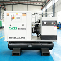 Compresseur d'air industriel à vis portable monophasé 220V 7.5kw 11kw 15kw silencieux 10HP avec sécheur réservoir 600L 1000L