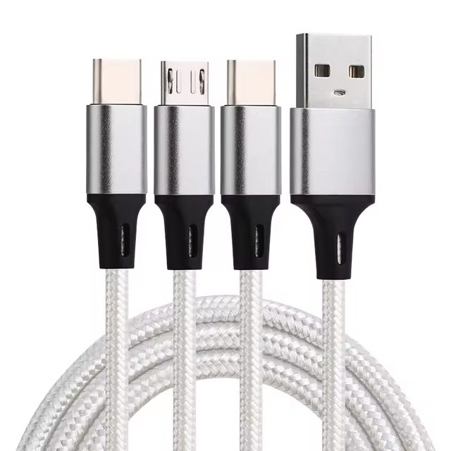 New Fashion Cheap Price Colorful 3ft 6ft 10ft Nylon Braided 3 in 1 Quick Charger Data Usb Cable for iphone