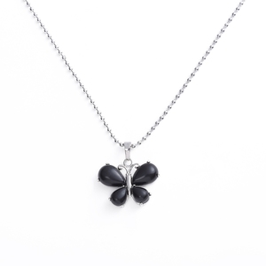 Vendita calda 24*30MM collana pendente in metallo con pietra preziosa di onice nera in pietra di cristallo personalizzata per donne ciondoli collana regalo - Product Image 2