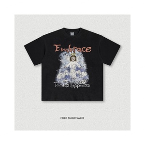 Wholesale 100% Cotton <b>Blank</b> Vintage Oversized Eco-Friendly Tshirt 240g Heavy <b>Weight</b> Custom 3D Logo Women Digital Printing Tee - Product Image 1