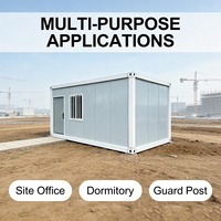 Maison Modulaire Contemporaine en Conteneurs, Cabine Préfabriquée en Panneaux Sandwich d'Acier avec Porte Coulissante en Verre et Fenêtre à Double Vitrage pour Bureau et Salon