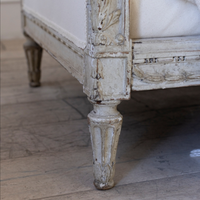 Canapé Chesterfield de Style Louis XVI Rembourrage Ancien Bois de Chêne Ensemble Rectangulaire pour Salon Mobilier de Maison