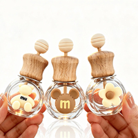 Bouteille diffuseur de parfum pour voiture en verre rond avec bouchon en bois, modèle universel, 10 ml, pour désodorisant liquide, vente en gros