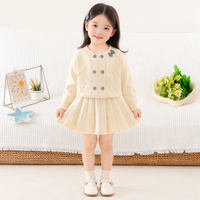 Ensemble jupe et pull pour filles, automne-hiver, nouveau modèle, ensemble tricoté à double boutonnage, style coréen, robe élégante et simple pour petite fille, robe de princesse
