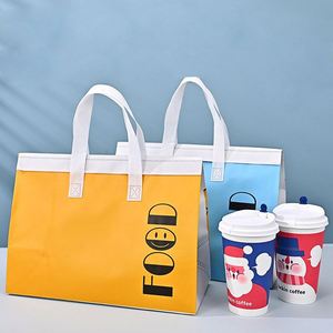 Sacs isothermes personnalisables en non-tissé pour livraison de pizzas à emporter avec poignée, sacs fourre-tout isolés en non-tissé avec feuille métallisée pour plats à emporter - Product Image 1