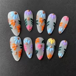 Offre Spéciale : 10 <span class=keywords><strong>faux</strong></span> ongles réutilisables faits main, style français, avec motifs 3D cœur et fleurs cerisier, qualité OEM <span class=keywords><strong>Kawaii</strong></span> - Product Image 5