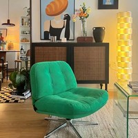 Chaise ergonomique pivotante confortable avec base verte, réglable en hauteur, pour la maison et les loisirs