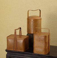Panier tissé en bambou organisateur multifonction coloré pour nourriture thé fruits blanchisserie durable et emballage de boîte-cadeau de gâteau de lune