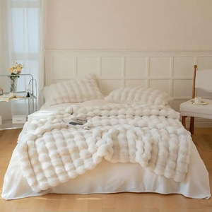 Bubble Rabbit Fluffy Soft Plush Faux Fur 100% Polyester Throw Blanket Thick Heavy Warm Couch <strong>Bed</strong> Cover Knitted <strong>Character</strong> Cute - Product Image 1