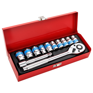 Chrome Vanadium Steel <b>Socket</b> Wrench Set 12 Piece 1/2 In Drive Automotive Repair Tool With <b>Extension</b> Bar And Ratchet Handle - Product Image 2