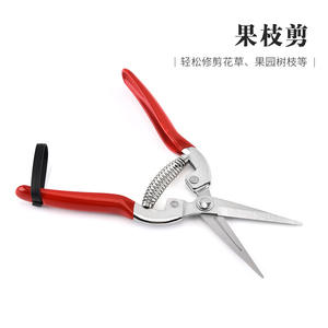 Tijeras de podar de acero inoxidable rojo de 10-20 mm con cabezal recto y curvado para recoger frutas, herramienta de jardín, fabricadas en Yangjiang - Product Image 3