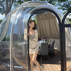 フルハウス特価セール ポリカーボネート製イグルー型ジオデシックレストラン 屋外グランピング用透明ドーム - Product Image 4