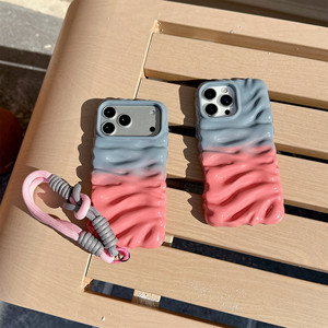 เคสโทรศัพท์ iPhone 16 Pro Max สีชมพูไล่เฉดแบบ 3D Cream Texture สำหรับ Apple 17, กันกระแทก, ใช้ได้กับ 14/15, ให้ความรู้สึกพรีเมียม - Product Image 4