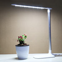 Lampe de bureau LED moderne en alliage d'aluminium argenté, à économie d'énergie, réglable, design pliable flexible, commande tactile USB