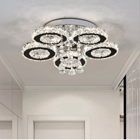 Vente chaude Moderne Simple Élégant LED Plafonnier Cristal Couloir Lampe avec Base En Acier Inoxydable pour Salon ou Chambre
