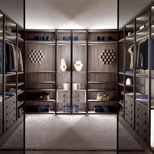 Luxury High End Walk in Closet with <b>Glass</b> Door Modern Design Italian Style Wooden Wardrobe - Product Image 1