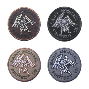 Saint Michael Embroidered Patches <strong>Hook</strong> <strong>Loop</strong> Tactical Replacement with Lace Decoration Protect Us Compatible Applique Badges - Product Image 2