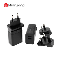 Merryking Spot Grosir Adaptor Daya USB 5v Bersertifikasi FCC 2a Pengisi Daya USB Ganda untuk Kacamata LED Vision