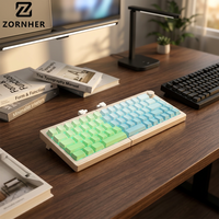 Teclado Mecánico Inalámbrico Zornher ST68 Milk Coffee + Green Island, Tipo Split, Tri-modo