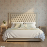 Maßgefertigtes Neues Apartment-Hotel-Bett-Kopfteil mit Klassischem Design, Kingsize-Stoff-Kopfteil mit Knopfverzierung
