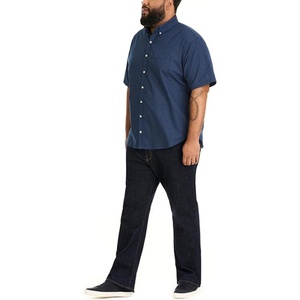 Men's Big and Tall Wrinkle Free Breathable <b>Short</b> <b>Sleeve</b> Button Down <b>Check</b> <b>Shirt</b> with Custom Logo ODM Stand Collar - Product Image 2