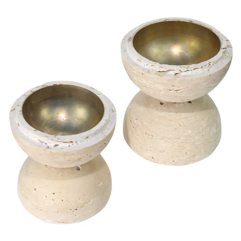 Queimador de incenso e porta-incensos em pedra árabe, esfera de travertino em mármore natural, mubkhar