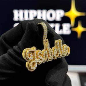 Custom Isabella <b>Name</b> Pendant 925 Sterling <b>Silver</b> VVS Moissanite Gold Plated Hip Hop Style Unisex Iced Out <b>Necklace</b> Charm - Product Image 2